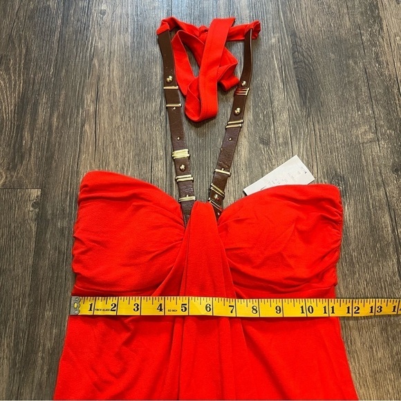NWT Women’s Cache Red Top Tunic With Brown Leather Strap Size XS - Picture 6 of 9